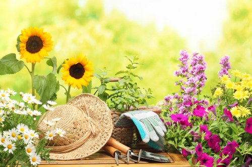Professional gardener maintaining a tidy and safe workspace